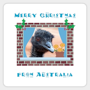 Merry Christmas from Australia with Emu in Window Magnet